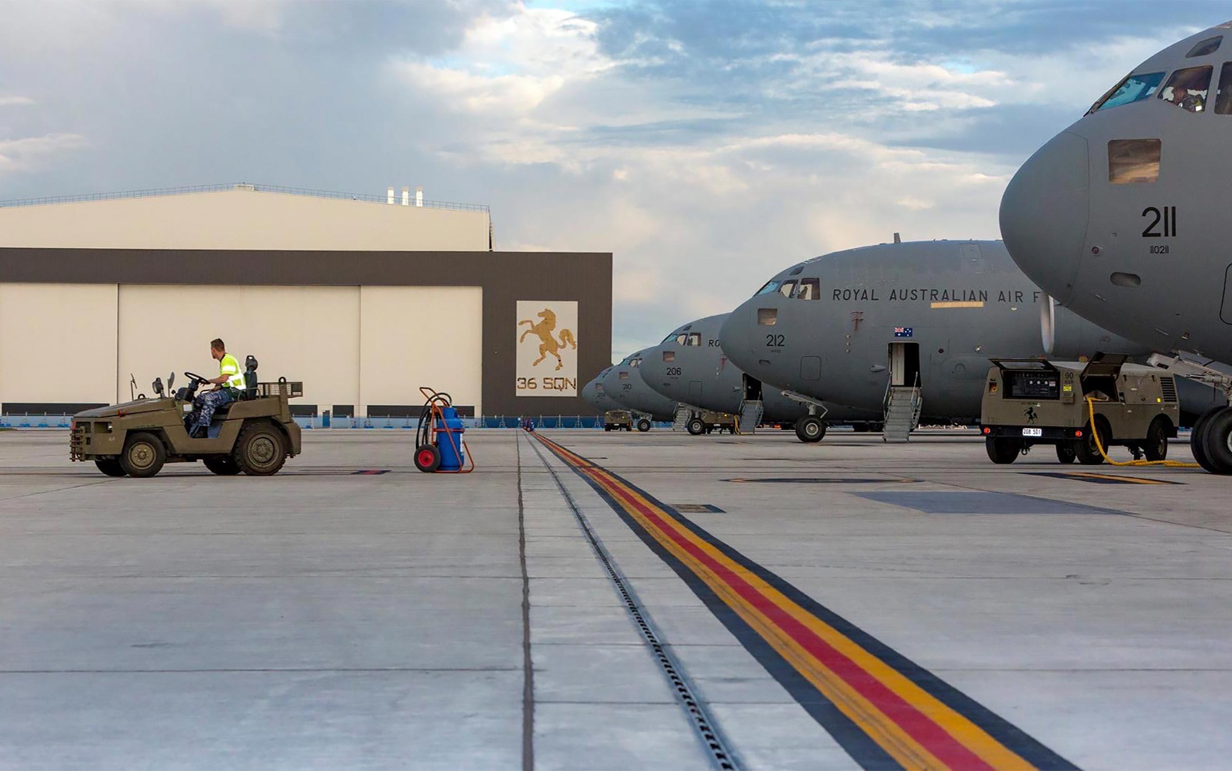 C-17A aircraft on flightline at RAAF Amberley