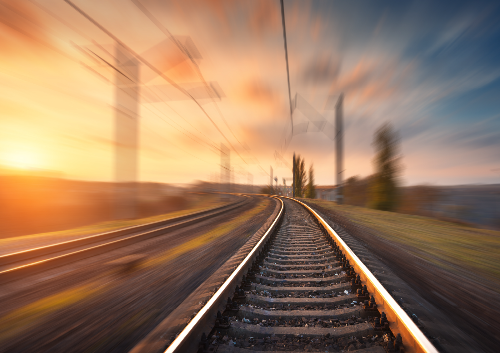 Blurred image of a train railway 