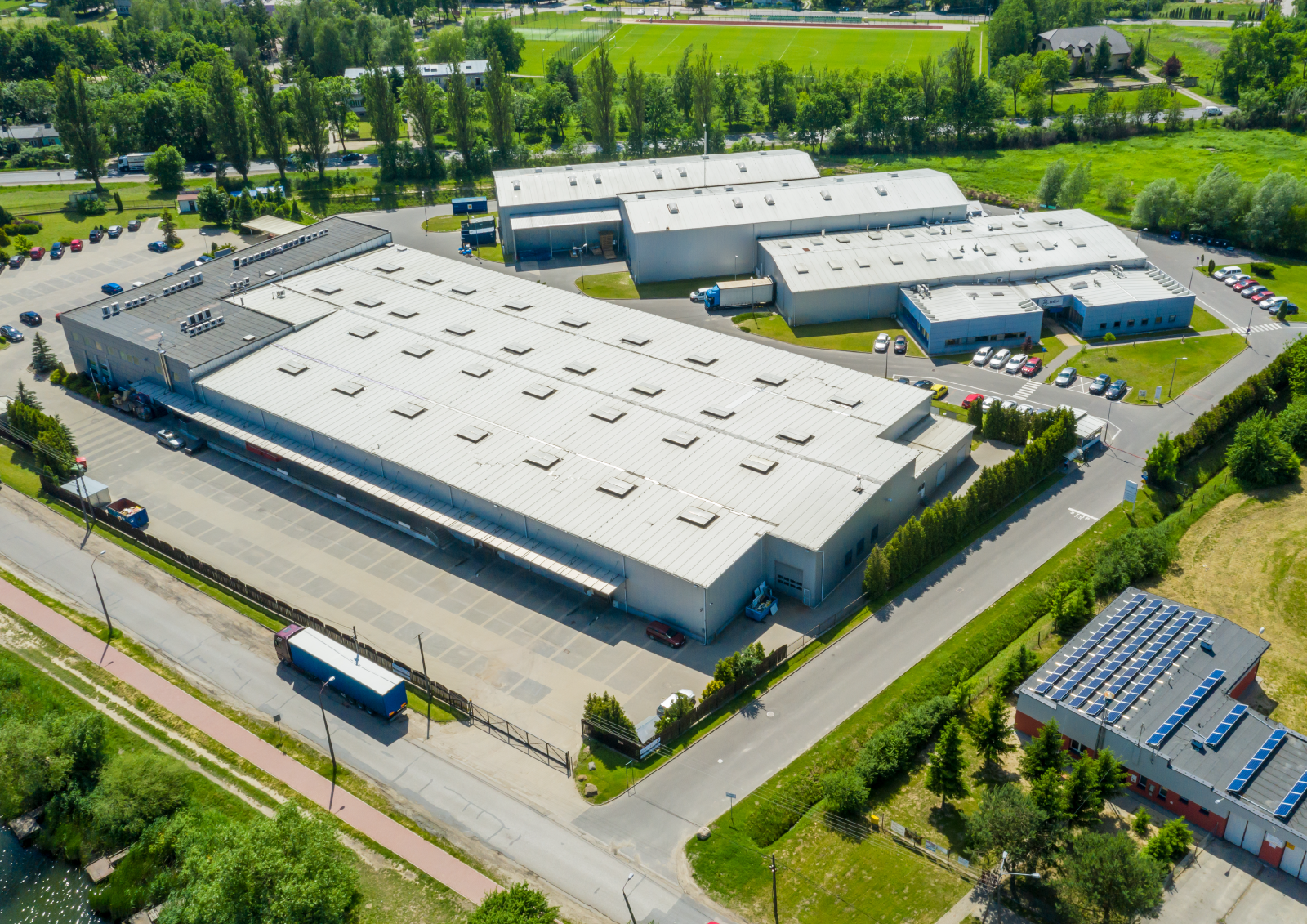 Aerial view of a logistics centre