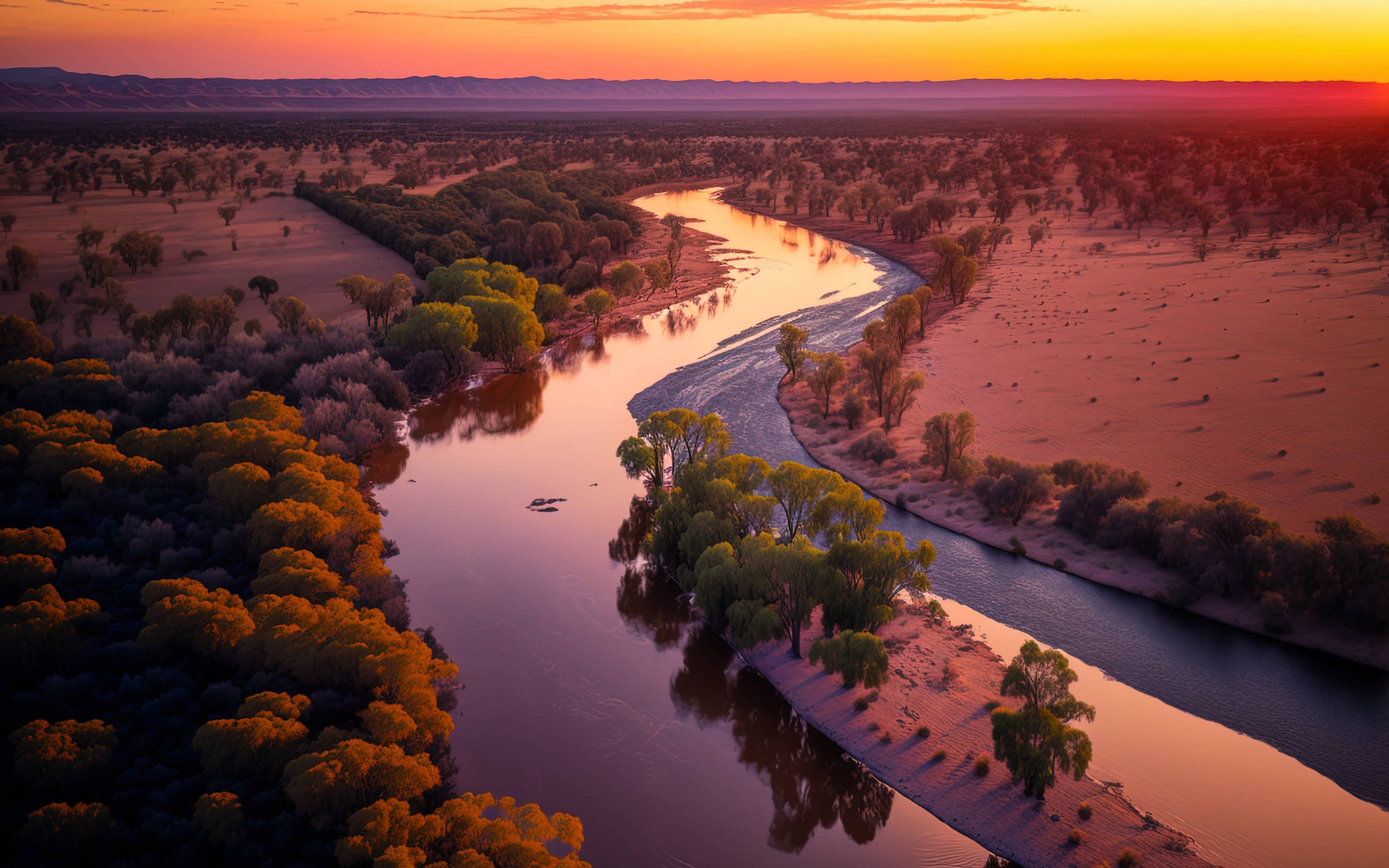 A birds-eye view of Australian waterways and natural bushland.  