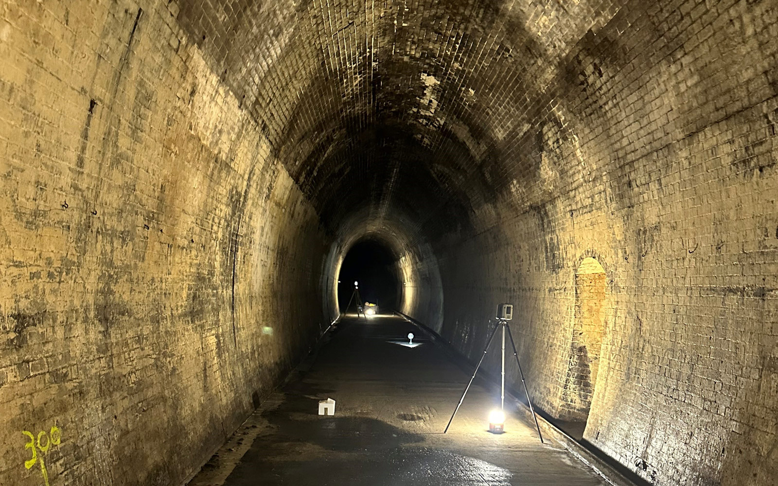 An illuminated view of Lapstone Hill Tunnel