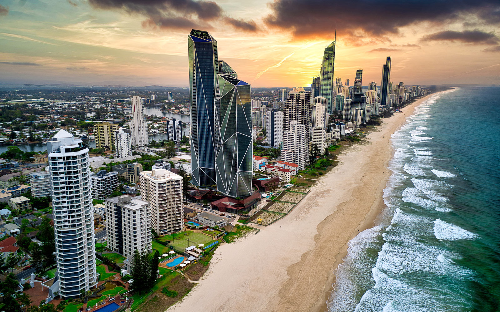 Birds-eye view of the iconic Gold Coast beaches