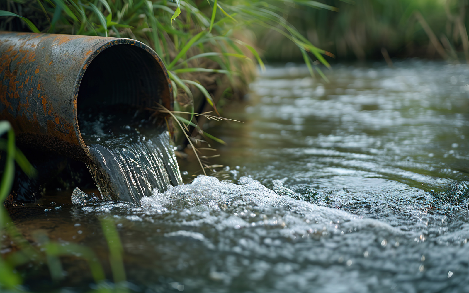 A close-up of waste water discharge