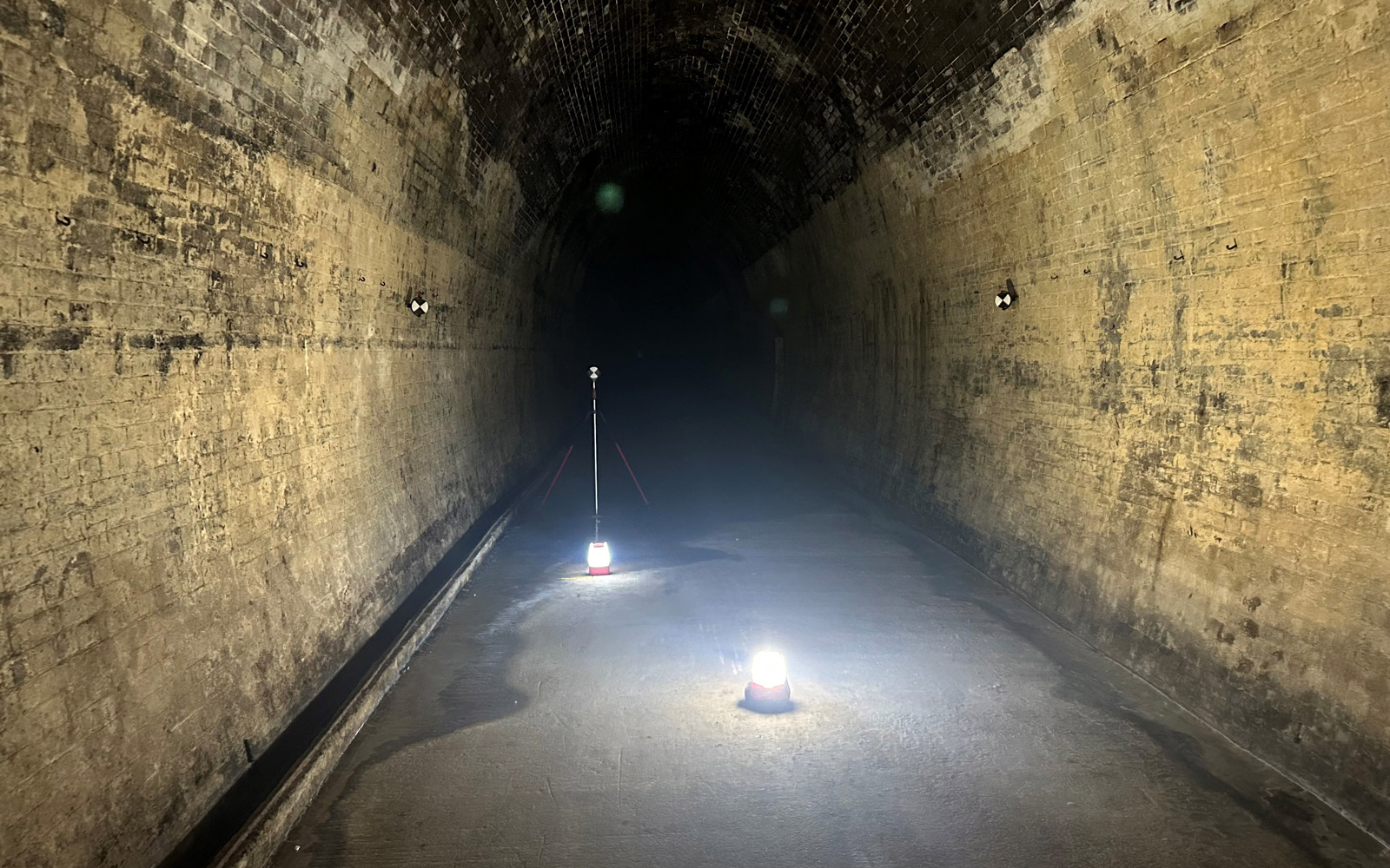 Inside the Lapstone Hill Tunnel with pops of light