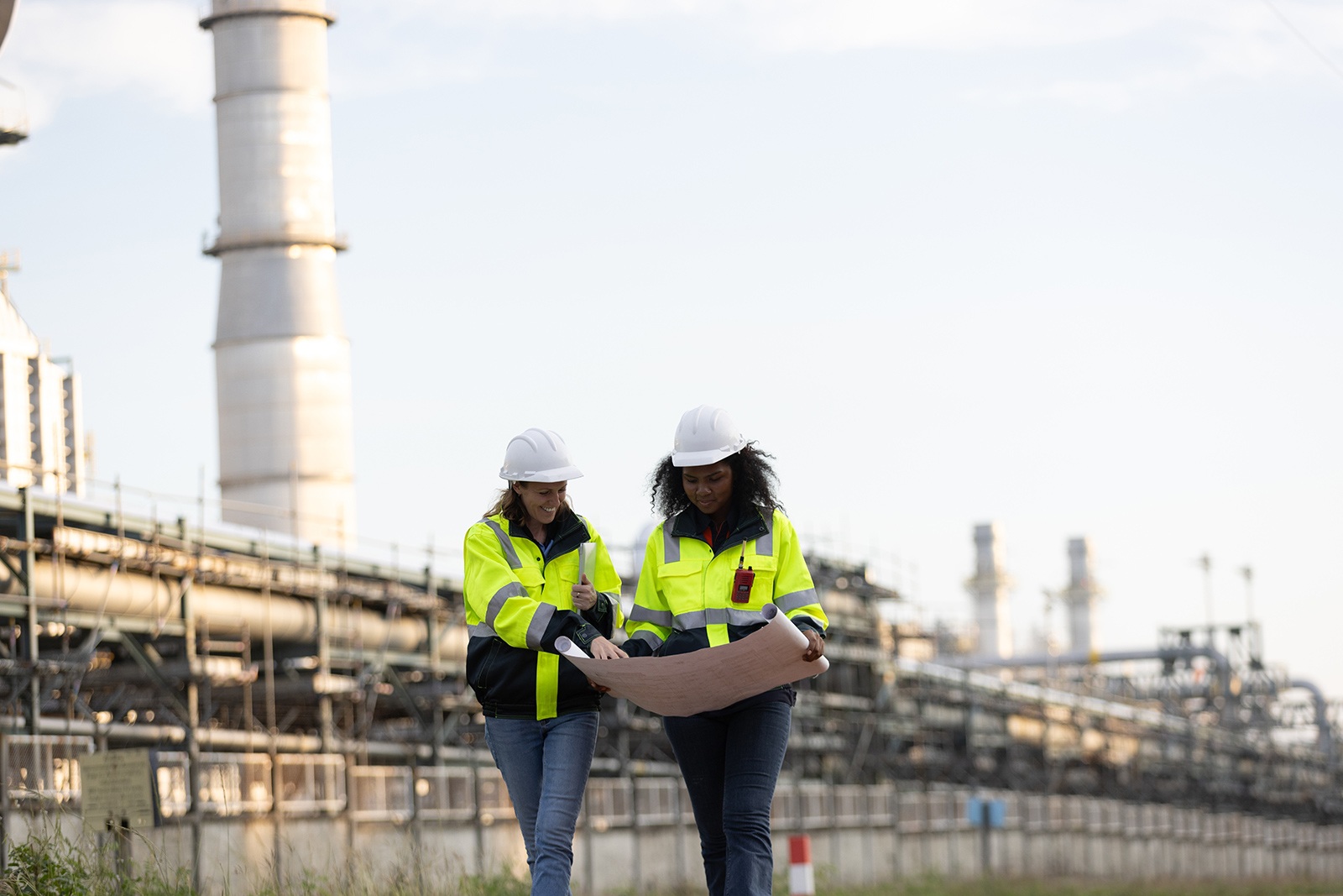 Infrastructure Project Workers Reviewing Design Documents