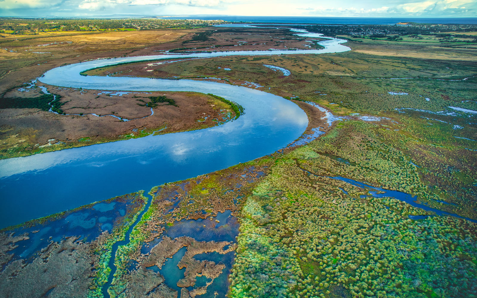 An Australian river snakes its way around land